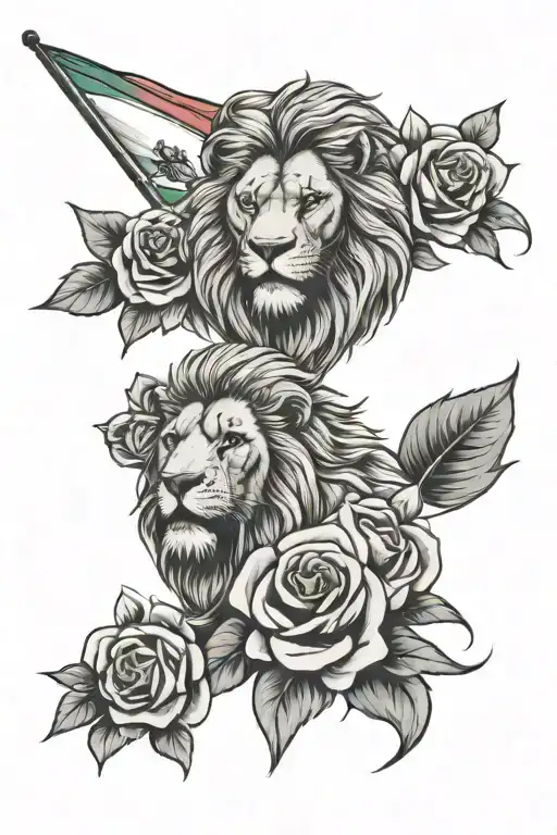 Lion Head and roses and Isaiah 54:17, and the Mexican flag tattoo design idea