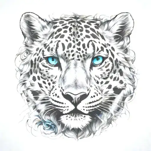 Snow leopard in the smoke tattoo design idea