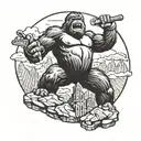King Kong with date 7.10.2023 tattoo design idea