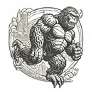 King Kong with date 7.10.2023 tattoo design idea