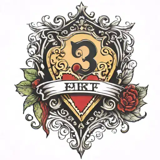 Bad luck with number 13, name Murphy, the number 2 of pikes and the number 7 of hearts tattoo design idea
