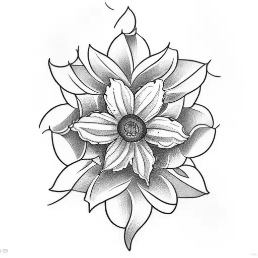 daffodils, daisies, and holly tattoo design idea