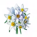 daffodils, daisies, and narcissus  tattoo design idea