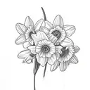daffodils, daisies, and narcissus  tattoo design idea