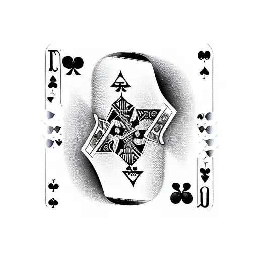 Playing cards (Ace,3,Ace,2), Revolver, cup of whisky and dices tattoo design idea