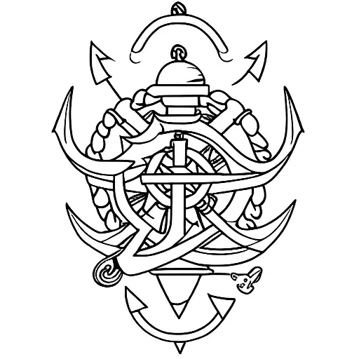 Navy chief anchor surrounded by waves tattoo design idea