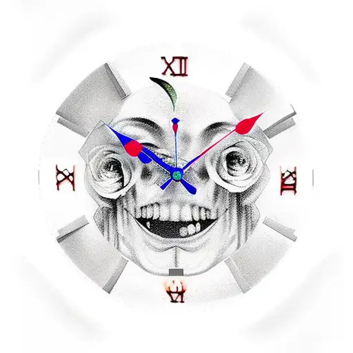 I want to tattoo a clock, a face, two roses, the moon and the way to paradise on my arm. tattoo design idea