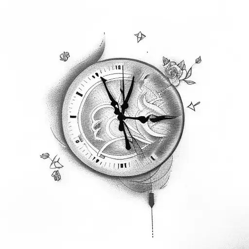 I want to tattoo a clock, a face, two roses, the moon and the way to paradise on my arm. tattoo design idea
