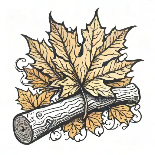 maple leaf, chopping wood tattoo design idea