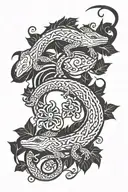 Ivy and lizards silhouette tattoo design idea