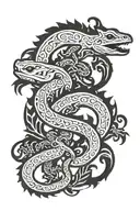 Ivy and lizards silhouette tattoo design idea