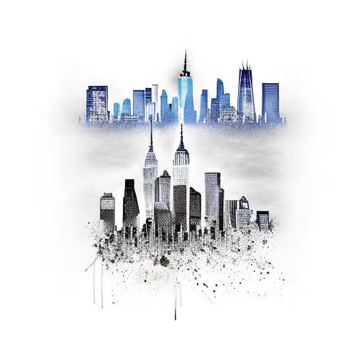 new york skyline tattoo design idea