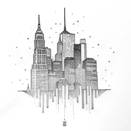 new york skyline tattoo design idea