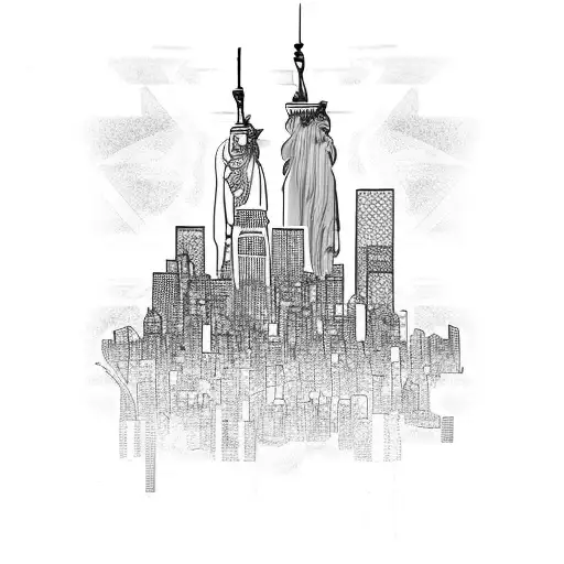new york skyline tattoo design idea