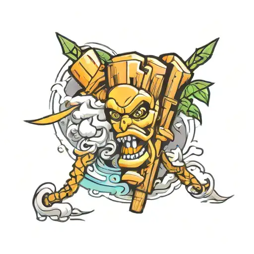 arm sleeve with sugar cane base for entire arm.  tattoo design idea