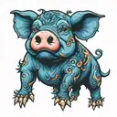 blue pig  keep going tattoo design idea