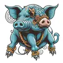 blue pig  keep going tattoo design idea