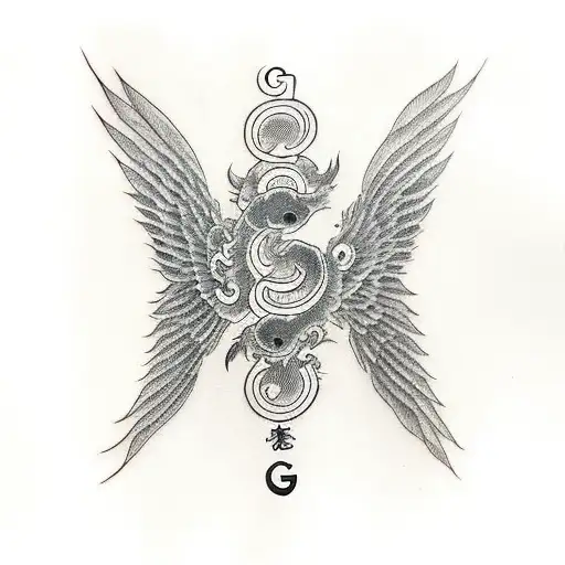 Alphabet 'G' with wings tattoo design idea