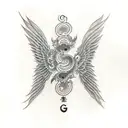 Alphabet 'G' with wings tattoo design idea
