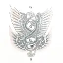 Alphabet 'G' with wings tattoo design idea