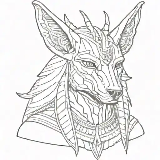 anubis portrait with half tattoo design idea