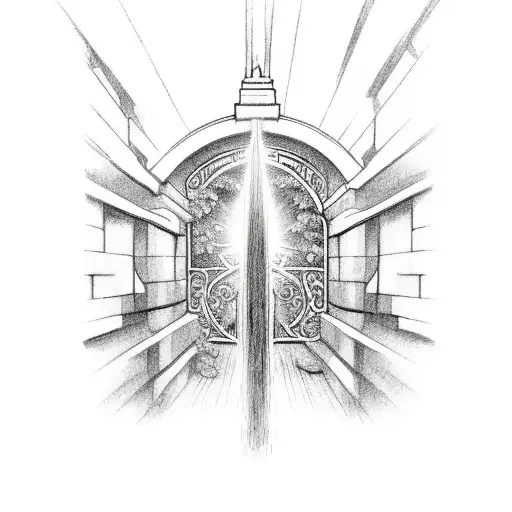 gate to heaven with jesus tattoo design idea