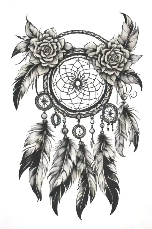 women dream catcher made tattoo design idea