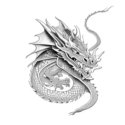A dragon made up of intricate book pages tattoo design idea