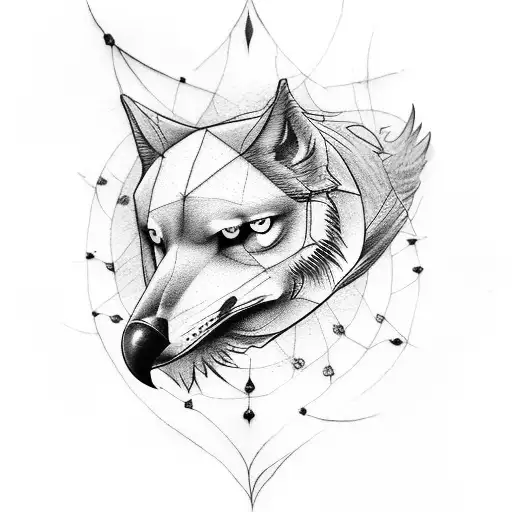A tattoo featuring a crow and a wolf tattoo design idea