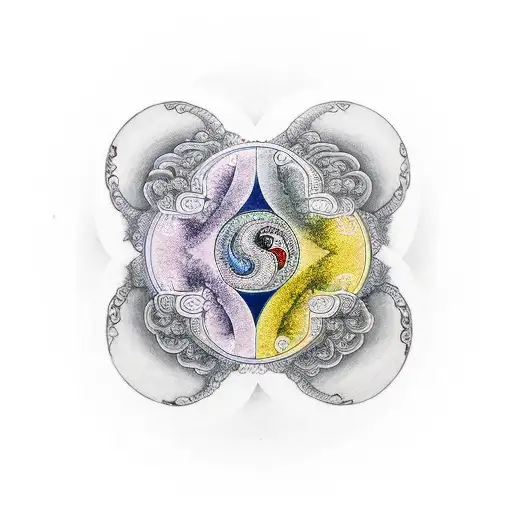 yin yang, buddism, philosophy  tattoo design idea