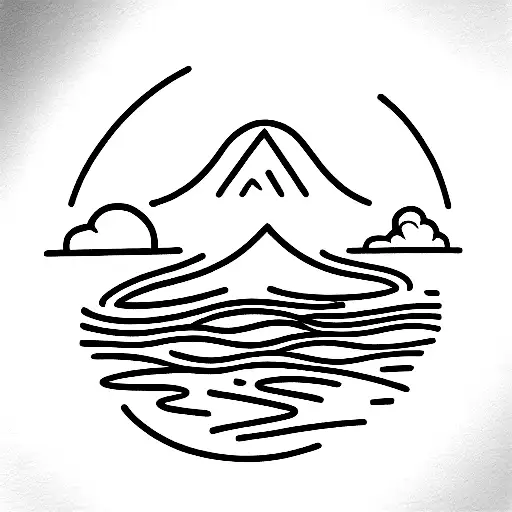 sea and mountain with San Francisco and ireland theme tattoo design idea