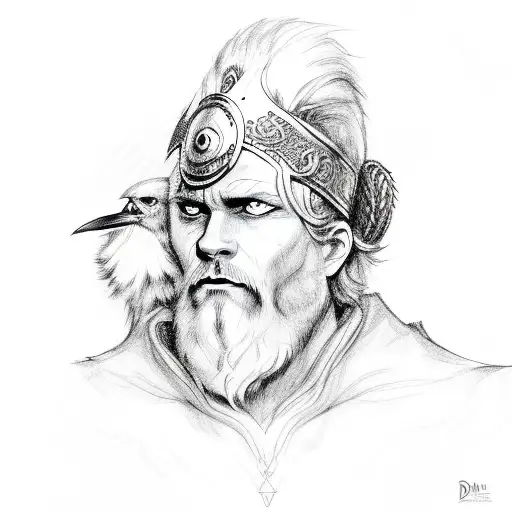 odin and his raven tattoo design idea