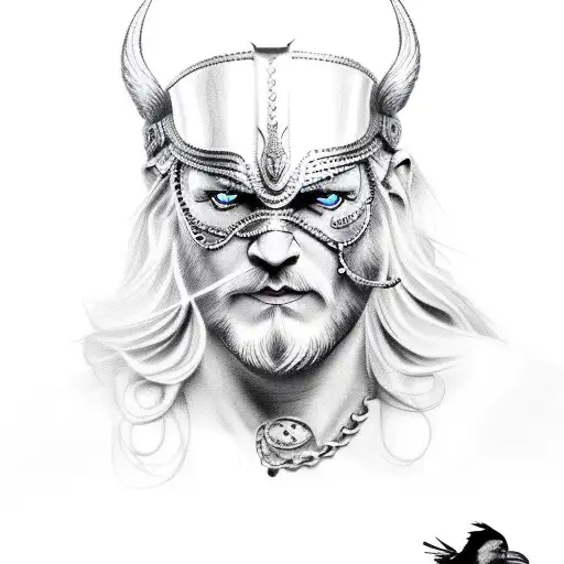 odin and his raven tattoo design idea