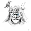 odin and his raven tattoo design idea