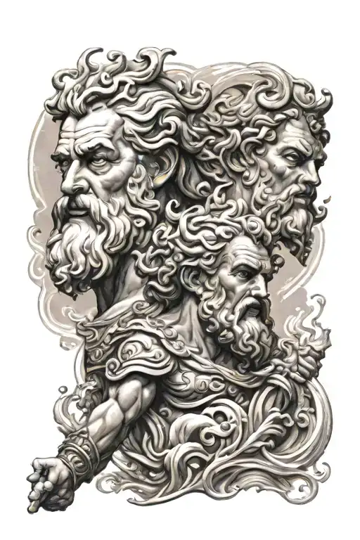 zeus y poseidon tattoo design idea
