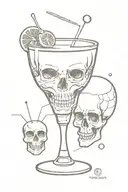 espresso martini glass with skulls tattoo design idea