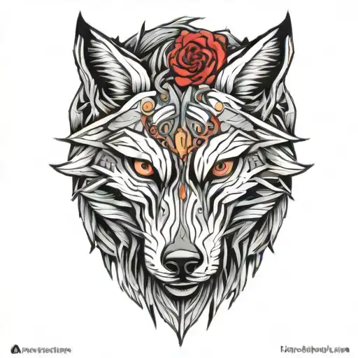 A futuristic wolf design with cybernetic enhancements reflecting the client's passions tattoo design idea