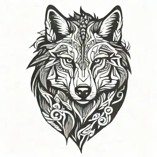 A stylized wolf portrait inspired by the client's occupation tattoo design idea