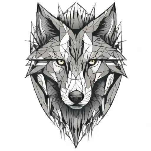 A futuristic wolf design with cybernetic enhancements reflecting the client's passions tattoo design idea