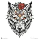 A futuristic wolf design with cybernetic enhancements reflecting the client's passions tattoo design idea