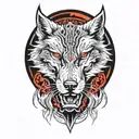 A futuristic wolf design with cybernetic enhancements reflecting the client's passions tattoo design idea