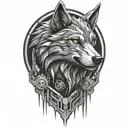 A futuristic wolf design with cybernetic enhancements reflecting the client's passions tattoo design idea
