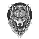 A futuristic wolf design with cybernetic enhancements reflecting the client's passions tattoo design idea