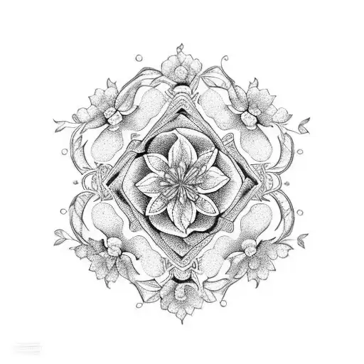 Capture the essence of love and beauty by designing an intricate black and grey tattoo of a Renaissance-inspired portrait surrounded by delicate jasmine flowers tattoo design idea