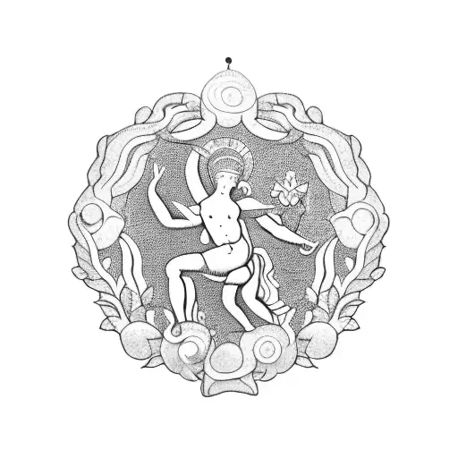 Pay homage to Ancient Greek art by creating a dotwork tattoo depicting a graceful figure inspired by classical sculptures, holding a vine wreath symbolizing philanthropy tattoo design idea