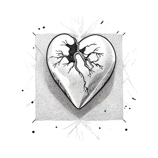 heart kintsugi tattoo design idea