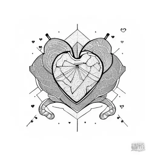 heart cracks kintsugi tattoo design idea