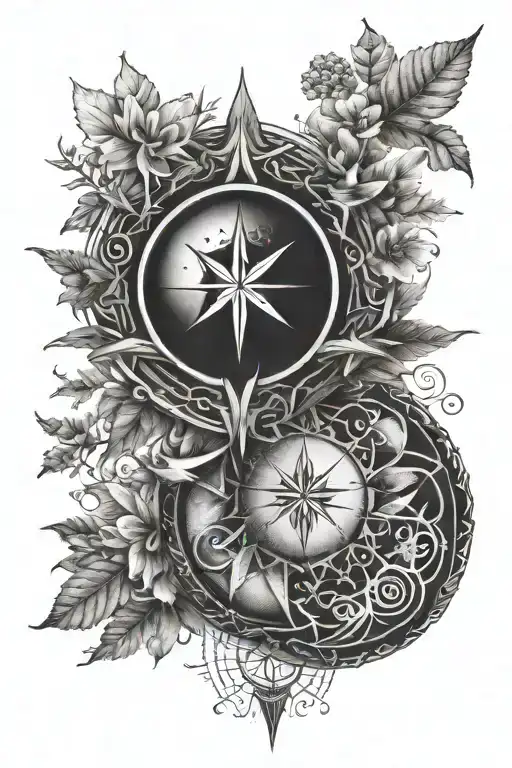 winter and summer solstice one on top of the other and a symbol to represent each not in a circular orientation  tattoo design idea