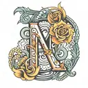 Lettres A V G J tattoo design idea