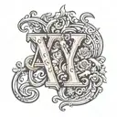 Lettres A V G J tattoo design idea